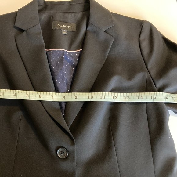 Talbots Wool Blazer Black Seasonless Two-Button Blazer Jacket Size 2 Size XS - Picture 8 of 9